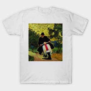 Van Gogh Style Vespa Pope T-Shirt